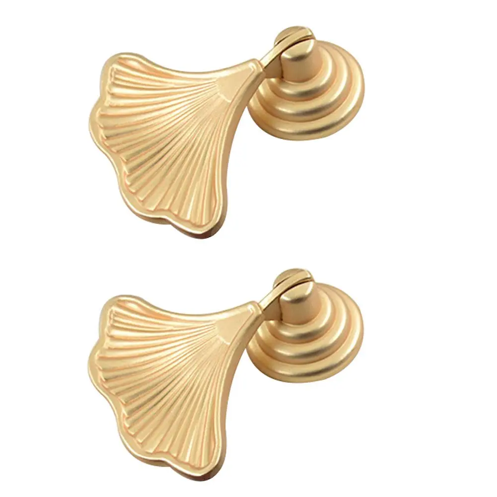 Furniture Knob Handles Golden Drop Pendant Pull Handle Fashion Ginkgo Leaf Shape Dresser Knobs For Kitchen Bathroom Cabinet Door Drawer 2