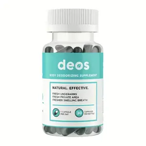 DEOS Whole Body Internal Deodorant Gut Skin Health Support with Natural Chlorophyl 30 Capsules for Digestive Detox Odor Control