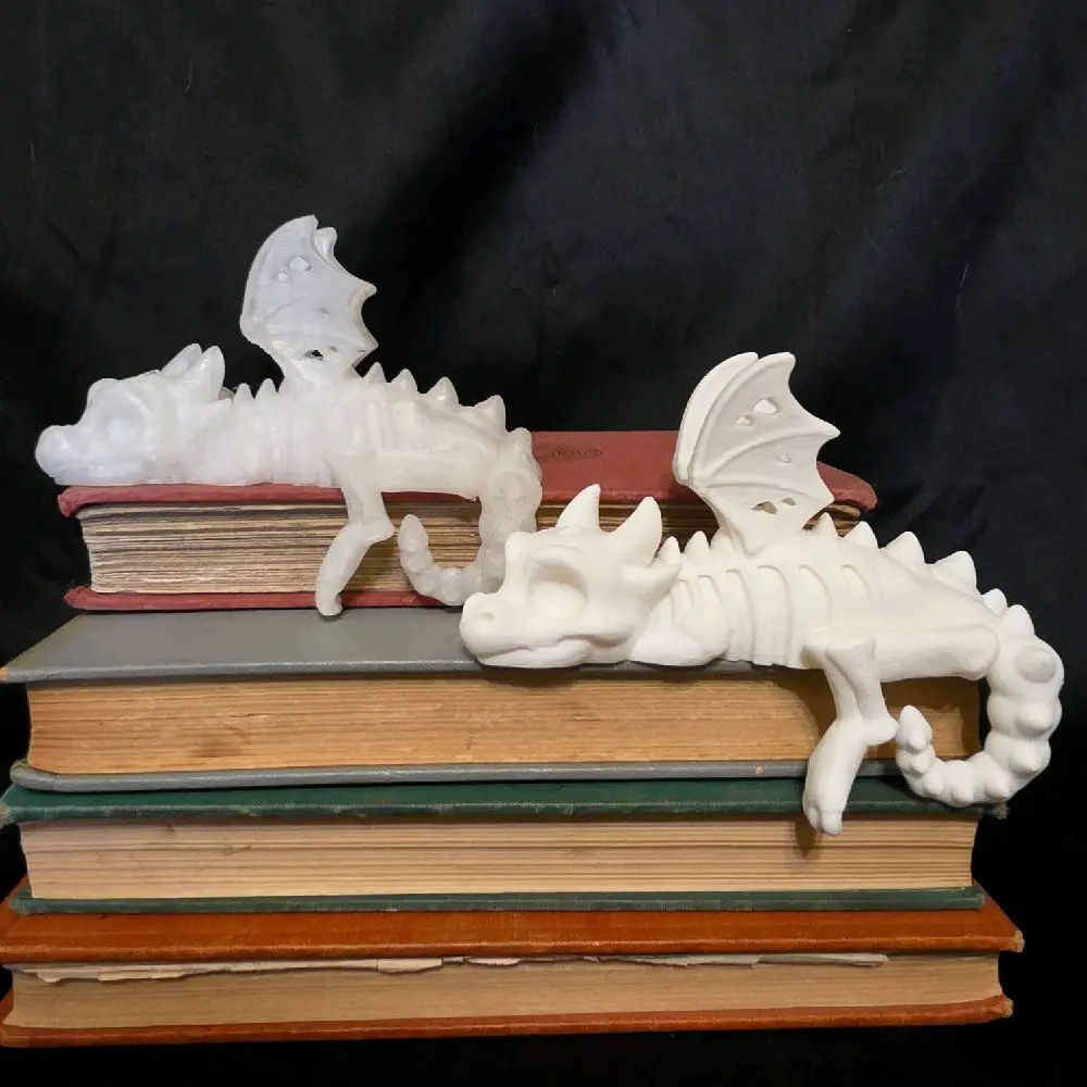 Skeleton Bookshelf Dragon - Adorable Shelf Decoration - 3D Printed Design for Books and More animal figurine Lightweight - home decor - bookish gift