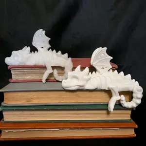 Skeleton Bookshelf Dragon - Adorable Shelf Decoration - 3D Printed Design for Books and More animal figurine Lightweight - home decor - bookish gift