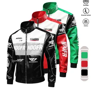 Men's Vintage Racing Graphic Windbreaker Jacket – Motorsports Color Block Bomber Coat