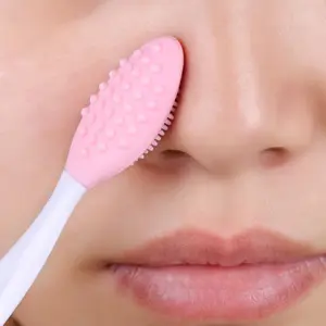 Silicone Exfoliating Face Brush - Dual-Sided For Nose & Blackhead Cleansing, Includes Replacement Head
