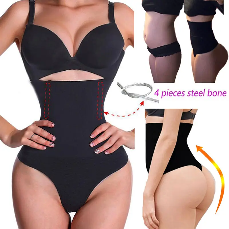 Women's High-Waist Tummy Control Thong Shaper - Smooth Compression, Feminine, Breathable Basic Underwear for Dress, Wedding, Work, Fashion Use