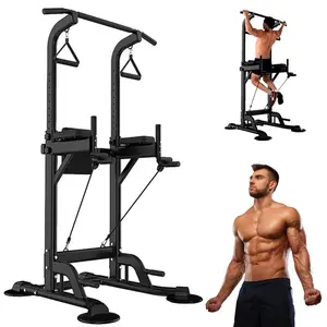 Power Tower Pull Up Bar for Home Gym Multi Functional Pull Up Bar Stand Dip Bar Station Adjustable Height Workout Dip Station Strength Training Fitness Equipment