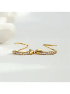 Spiral Ear Pin Full Diamond Hoop Titanium Steel Electroplated 18K Gold Earrings Retro Unique Stud Earrings