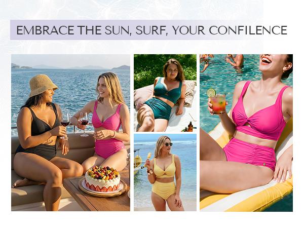 Shapellx HighWaist Swimwear Sculpting Two-Piece Bikinis Set with Bust-Defining Crisscross Top & High-Waisted Brief for Flattering Silhouette Swim Bodysuit Set Swim Shapewear