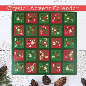 Premium Crystal Advent Calendar 9x9 Box with 25 Hand Selected Crystals Minerals Stones and Gems for Kids and Adults Christmas Decor Gift