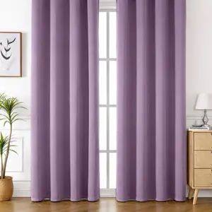 Luxury Solid Color Window Curtain Set – 53” x 84” (Purple)  Enhance your home décor with this elegant solid purple curtain set. Crafted from high-quality fabric, these curtains provide privacy while softly filtering natural light, adding a modern and s