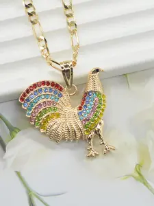 Fashionable 14k Gold Plated Hip Hop Rooster Design Exquisite Trendy Pendant Necklace, Unisex, Perfect for Parties, Birthdays, Anniversaries, Gifts