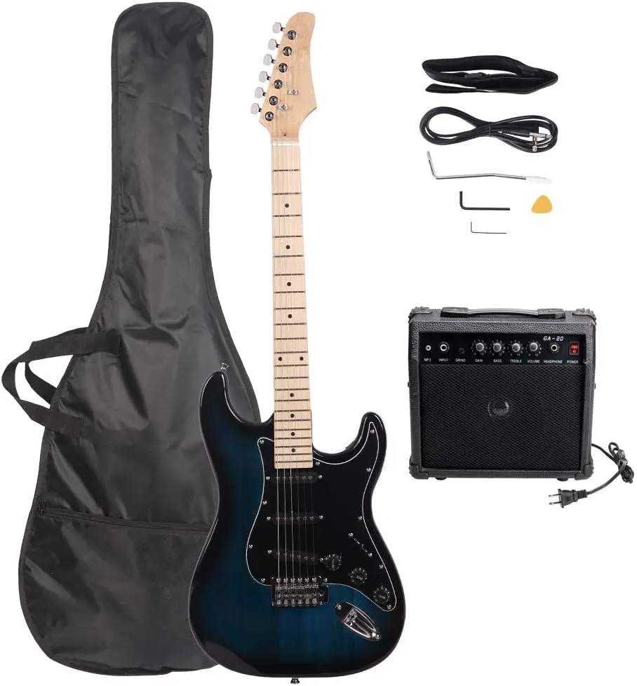 Stylish Beginner-Friendly Electric Guitar Kit - Basswood Body, Black Pickguard, Tremolo Arm for Musical Instruments & Gear Enthusiasts