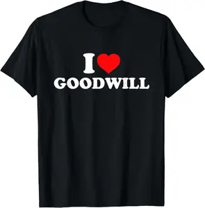 I Love Goodwill T-Shirt Pure Cotton Graphic Tees Menswear Top: Gifts for Men & Women, Natural, Shortsleeve