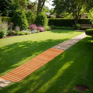 PIYPIY [Durable Pine Garden Pathway] Durable Pine 6/8/10/12ft Roll-Up Wooden Garden Pathway | Weather-Resistant Outdoor Walkway for Patio, Beach & Wedding Parties - Decorative Boardwalk