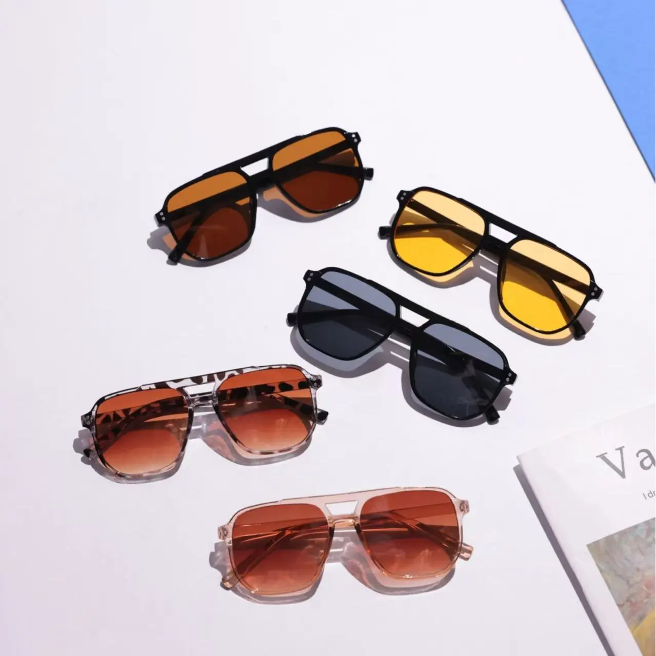 5 Pairs Retro Pilot Sunglasses Set for Women/Men — Trendy Dyed Lens Shades, UV400 Protection, Lightweight Travel-Friendly Fashion Sunglasses, Windproof Classic Pilot Style, Perfect for Driving, Outdoor Travel & Everyday Wear  only sunglasses