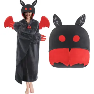 Wearable Mothman Blanket Hoodie for Adults, Mothman Costume Hooded Cloak, Warm and Cozy Flannel Cute  Blanket Hoodie, Funny Blankets Gifts for Women And Males