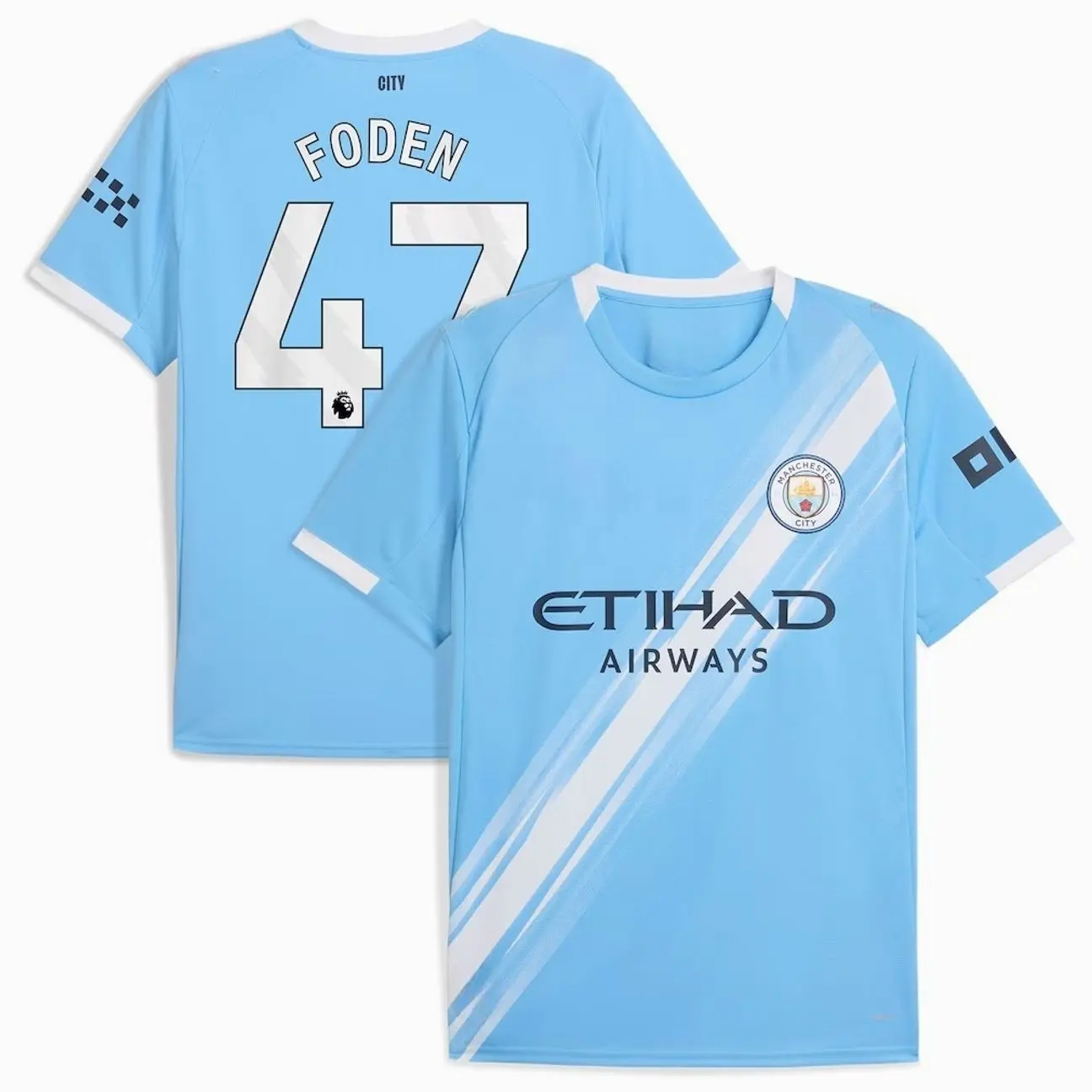 Unisex Soccer/Football Premier League Club Manchester City  Phil Foden Home/Away 2025/26 Home Replica Player Jersey - Sky Blue