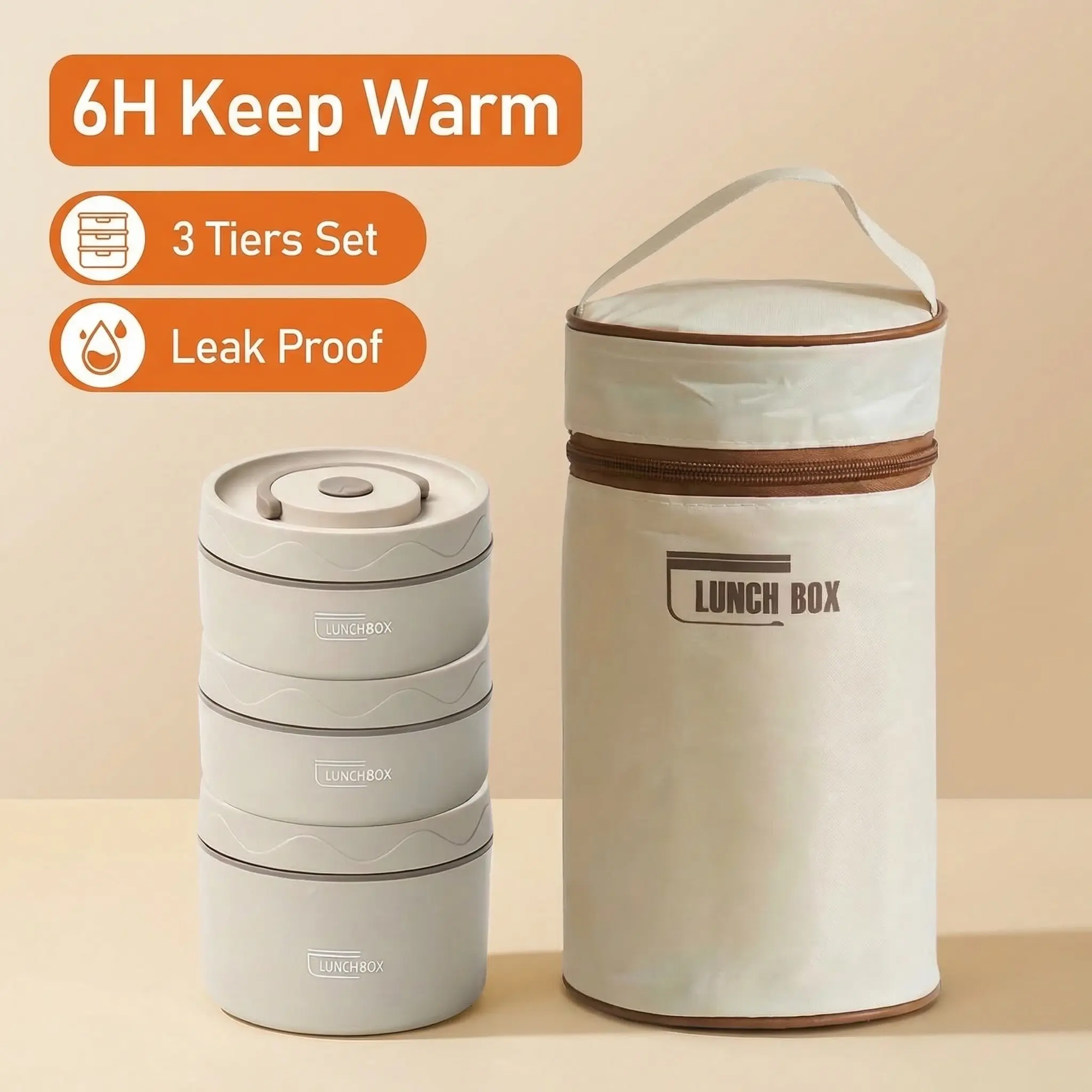 3-Layer Stainless Steel Thermal Insulated Container Set - Leakproof Insulated Lunchbox with Stacked Tiers, Insulated Bag, Food Containers - Microwave Safe for School, Outdoor Use - Tableware, Lunch Bag