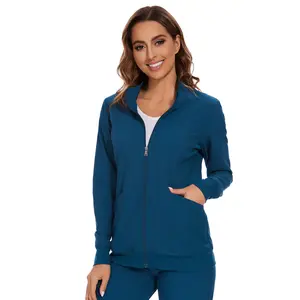 COZYFIT Scrub Jackets for Woman, Zip Front Nurse Jacket, 4-Way Stretch Fabric