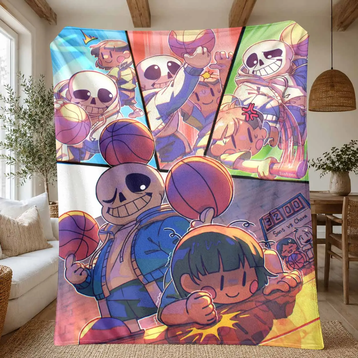 Skeleton Basketball Game Floor Mat Creative Character Illustration Non Slip Soft Durable Home Decor Aesthetic Rug For Gaming Room Modern Living Space Office Lounge And Bedroom Gift