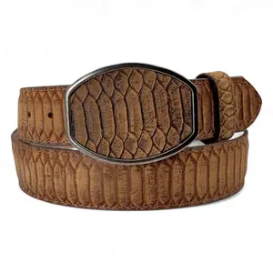 Men’s 2” Embossed Print Western Leather Belt Honey – Classic Cowboy Style HC-124