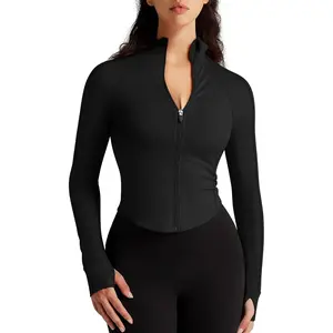 New Upgraded Women’s Zip-Up Jacket – Lightweight Cropped Athletic Track/Gym Workout Jacket for Running, Yoga, and Hiking