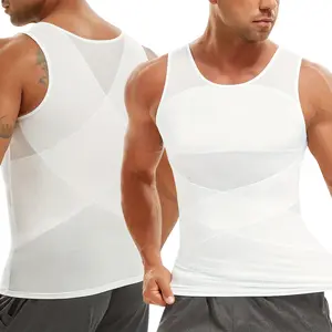 Men's Compression Shirt & Tummy Control Vest - Breathable Mesh Tank Top, Body Shaping Tank | Semicompression Style | Breathable Mesh Vest