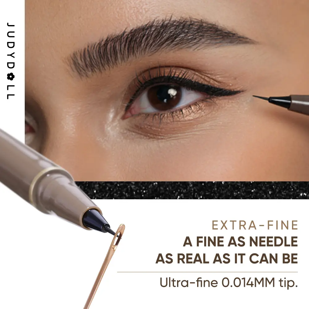 JUDYDOLL Ultra-Fine Waterproof Liquid Eyeliner - Beginner-Friendly, Sharp Winged Lines, Long-Lasting Satin Finish, Smudge-Proof, Transfer-Resistant, Suitable for Hooded & Sensitive Eyes, Summerwins