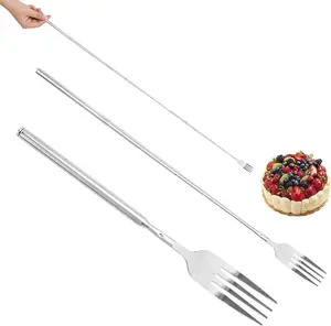 Stainless Steel Telescoping Fork for Light Food Use, Long Extension Forks for Eating, Extending Fork for Dinner Fruit Dessert Fork