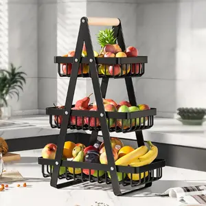 Space-Saving 3-Tier Fruit Basket – Foldable Design for Apartment Kitchens & Countertops