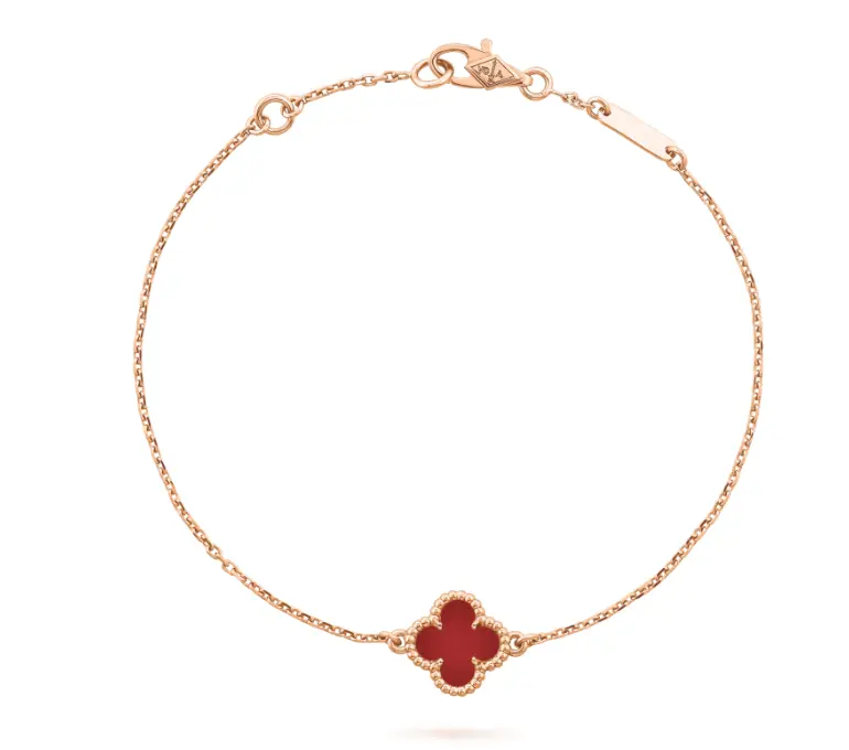 Pre-owned Flash sale Van Cleef & Arpels Sweet Alhambra Bracelet 18K Rose Gold, Red Carnelian，non full set