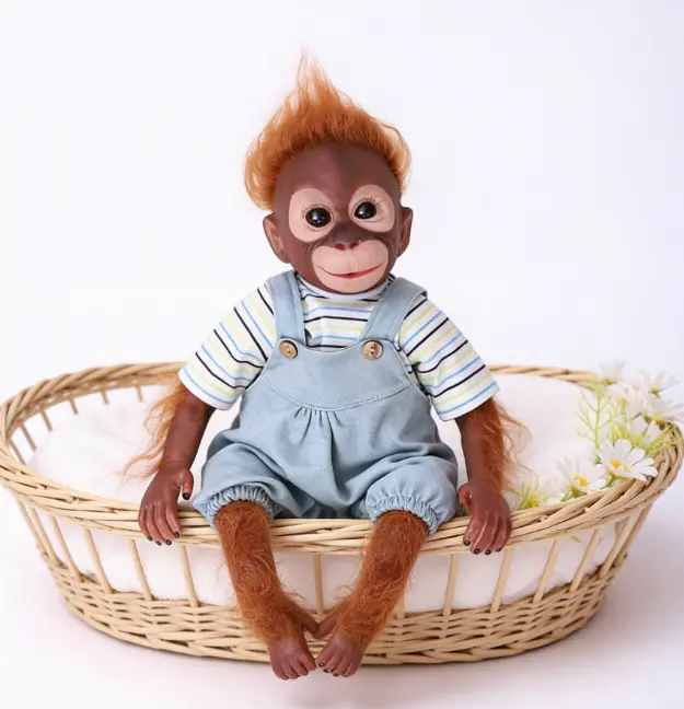 Lifelike Reborn Monkey Baby Doll ,Hand-Painted Vinyl, Poseable Body, Creative Gift for Toddlers, Kids & Reborn Doll Collectors (Not for 0-3 Years),For kids 3+ . Clothes For Dolls Doll Set