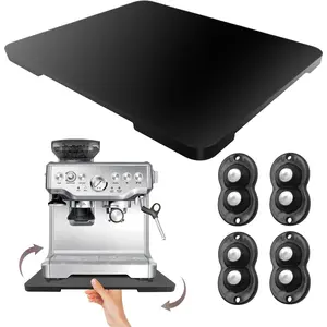 360 °   Rolling Tray Bamboo Appliance Slider for Kitchen Appliances, for Breville Espresso Machine Accessories, Sliding Tray for Coffee Maker Appliances Mat Easily from Under The Cabinet Black 13"*15.7"