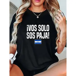 Cotton Vos Solo Sos Paja Salvadoran Slang El Salvador Flag Graphic T-Shirt For Women Casual Fashion Tees
