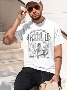 Call Of Cthulhu 2026 new model Black/White Tee Stylish & Comfortable Loose Crew Neck Short Sleeve T-shirts Versatile On Trend Eye Catching Printed Graphic Casual Tee for Daily Wear Outings & Leis