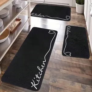 1 Piece Floor Mat Set, Simple Kitchen Decor Carpet, Heart Kitchen Mat, European Minimalist Style, Comfortable Kitchen Standing Mat, Flannel Material Non-Slip Soft Comfort