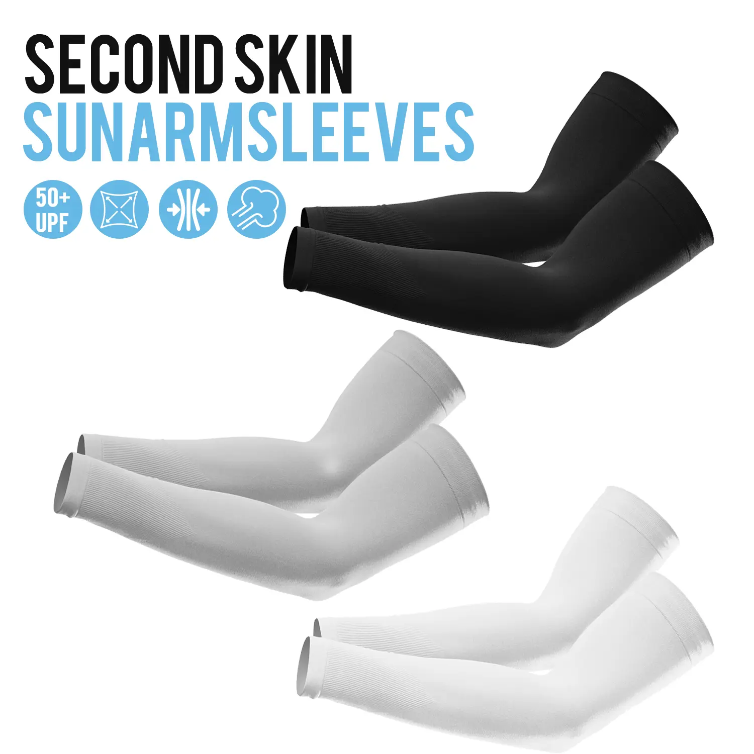 3 Pairs Fashion Arm Compression Sleeves - Strong, Compression-Type, Casual, Easycool Protective Gear, Anti-Injury, Heat-Wicking, UPF 50 UV Protection, Ice Silk, High Elasticity, Breathable, Cooling for Outdoor Sports & Daily Use summerwins