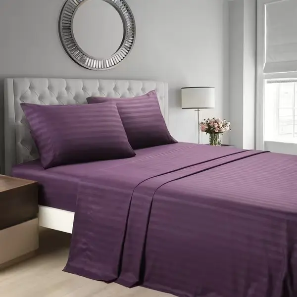 3/4PCS Luxury Striped Bed Sheet Set, Extra Soft Breathable Bedding, Fade Resistant Flat Sheet, Fitted Sheet & Pillowcases, All-Season Sheets for Bedroom, Guest Room & Hotel