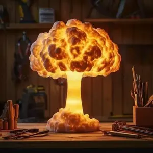 Unique Mushroom Cloud Resin Table Lamp, Creative Desktop Decor, Perfect Gift for Kids' Birthdays & Holidays, Office Desk Bedside Decoration Light Up