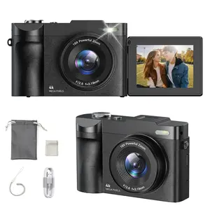 RIVGOT 4K Digital Camera with 32G SD Card, USB Charging 16X Digital Zoom Camera, Portable Camera for Photography with 180° Flip Screen, Compact Vlog Travel Camera Kit for Beginner, Teens