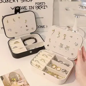 New Jewelry Box Small High-End Portable Hand Earring Crystal Decorative Desktop Necklace Storage Case