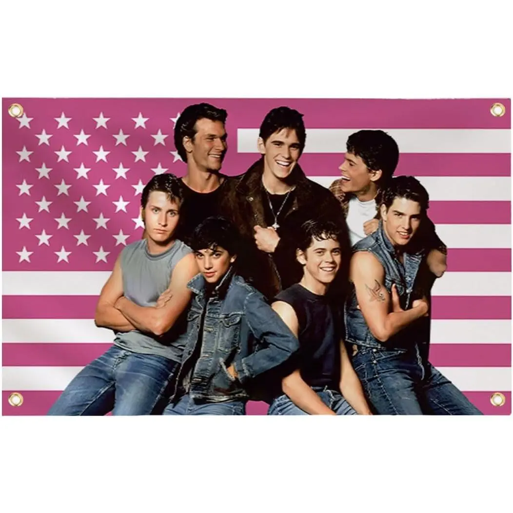 The outsiders Flag,3 x 5FT The outsiders funny tapestry poster merch,As decor for outsider theme party,College Dorm Room Decor,Outdoor Parties,Pink American flag Tapestry with 4 Brass Grommetschic design  room bedroom