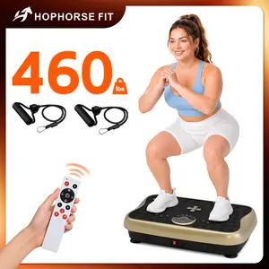 HopHorse Professional Vibration Plate - 460lbs Heavy Duty Platform, 4 Smart Speed Modes, Silent 30dB Operation, Full Body Workout in 10 Mins, Home Gym Equipment with Bands & Remote Control Stepper For Exercise Stepping Machine