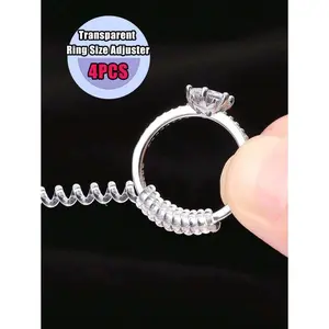 4pcs Set Transparent Ring Size Adjuster, Invisible Wrapping Rope To Adjust The Elasticity Of Rings, Different Combination Options Available adjustment tool ring  Adjuster for loose Rings resized jewelry Adjuster