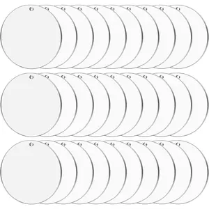 4 Inch Acrylic Ornaments Blanks, 30pcs Clear Round Acrylic Ornament Blanks, Acrylic Circle Disc Ornament Blanks with Hole for Vinyl, Christmas Decor, Engraving, Painting, and DIY Crafting