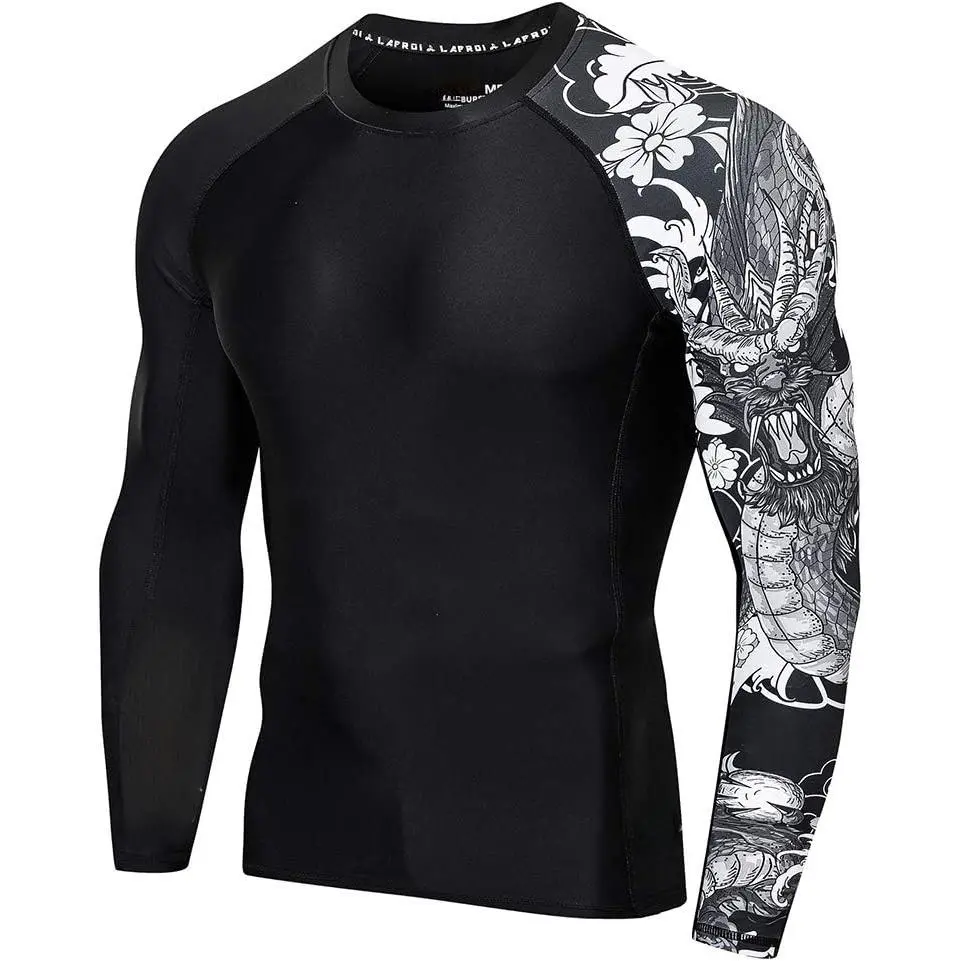 Men's Performance Rash Guard, Male Long Sleeve Compression Baselayer with UPF 50+ Sun Protection for Swimming, Slim-Fitting