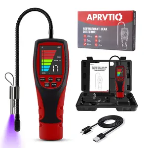 Refrigerant Leak Detector for Heat Pumps, Aprvtio ALD-200 PRO ASHP Freon Leak Detector 16 Inch Sensor Probes 0.14oz./Yr. Max Sensitivity 3000mah Rechargeable Battery Detect R410A, R454B, R32, R1234ze, Portable Gas Sniffer with Visual Alarm and Tool Box