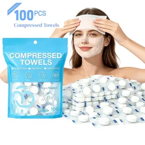 Compressed Towels 100 PCS Mini Tablets Disposable Portable Face Towel Cotton Coin Tissue Eco-Friendly for Travel, Camping, Hiking, Sport, Beauty, Home Hand Cloths, Outdoor Activities