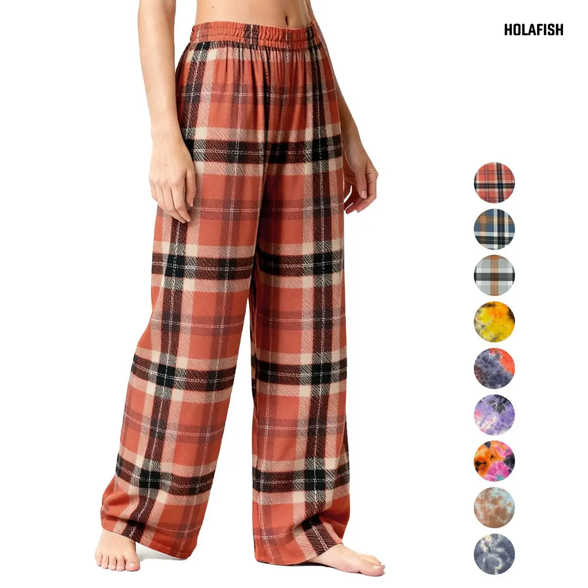 Holafish Pajama Pants Sleepwear Plaid Lounge Pant ,Plaid Tie-Dye Lounge Sleep Pants - Casual & Comfortable Loungewear Bottoms
