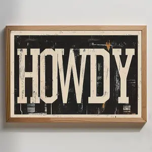Howdy Print Typography Western Wall Art Print Modern Eclectic Wall Art Southwestern Home Decor Southern Ranch Poster , POSTER NO FRAME