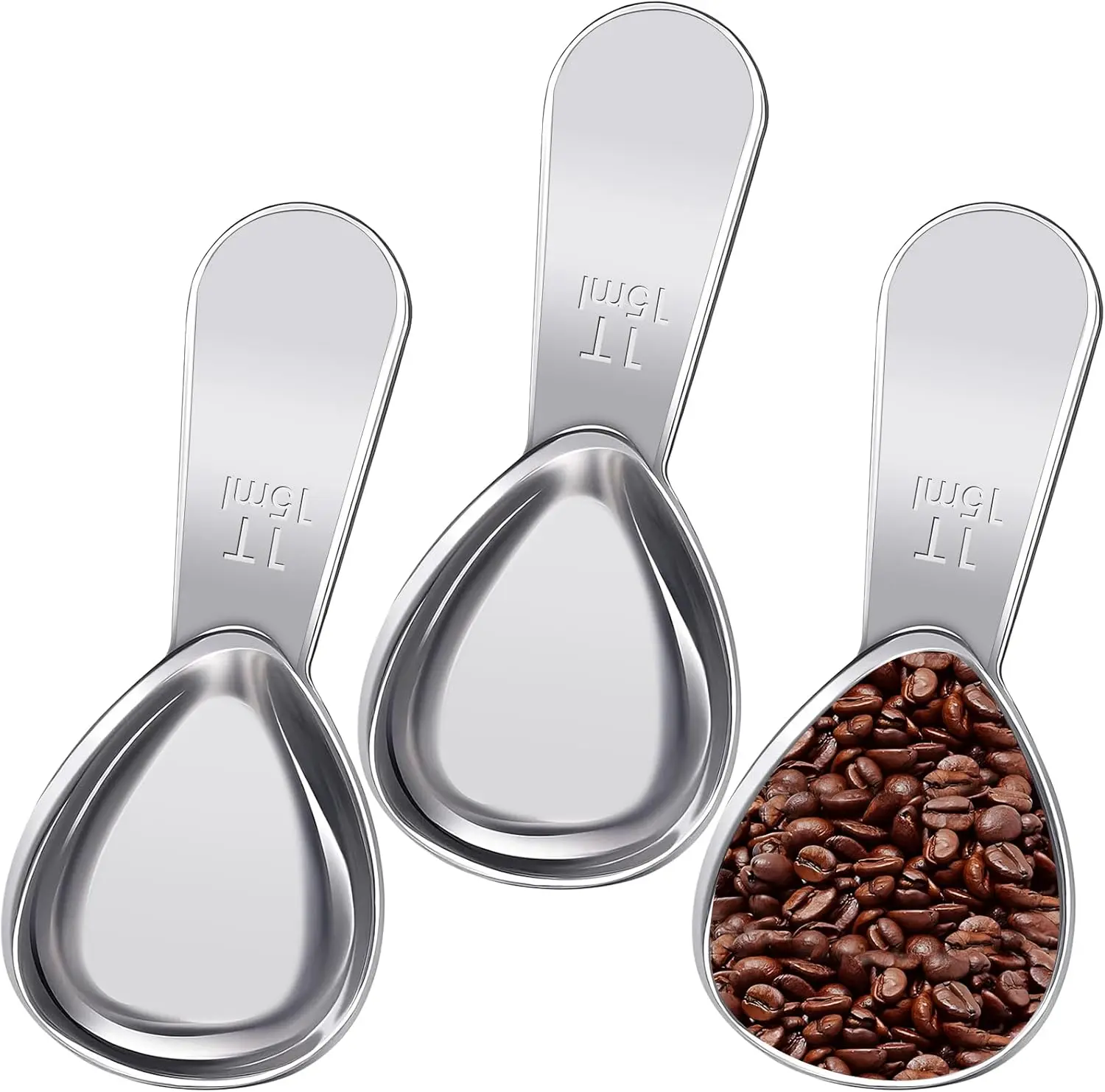 3 Pcs Coffee Scoop,1 Tbsp Stainless Steel Measuring Spoon,Tablespoon,Short Handle,Laser Engraved Mark,Drop Resistant,Spoons for Tea,Sugar,Flour or Coffe