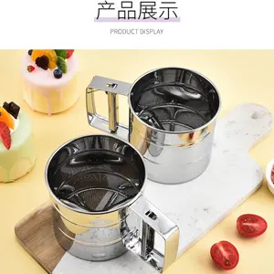 Handheld Semi-Automatic Flour Sifter for Baking, Stainless Steel Ultra-Fine Mesh Kitchen Strainer, Essential Baking Tool, Bakeware